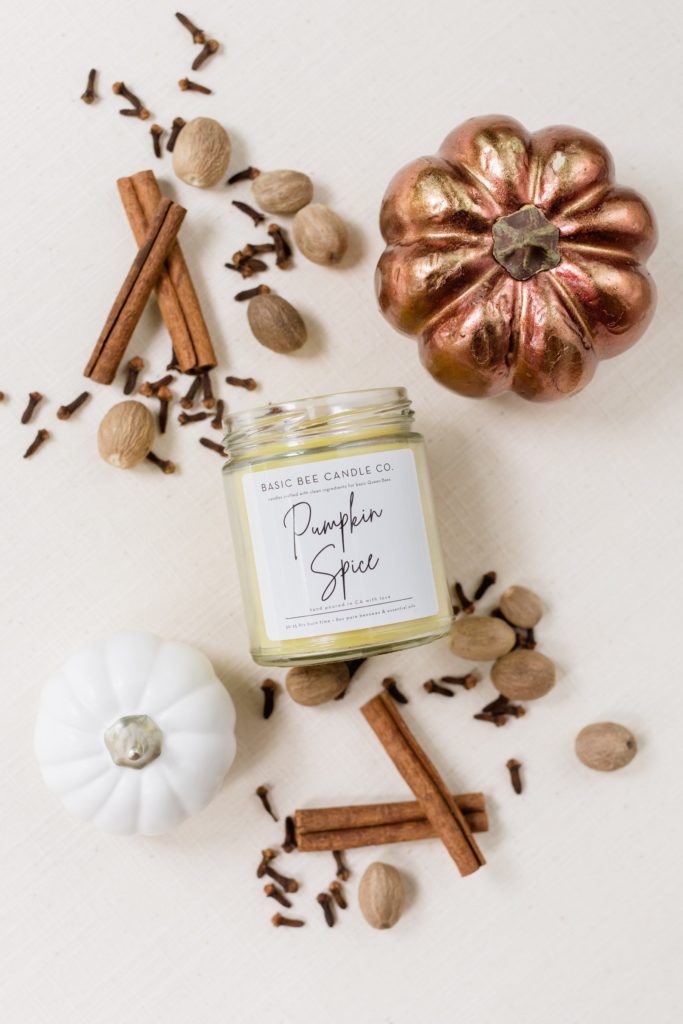 non toxic pumpkin candle from basic bee candle co
