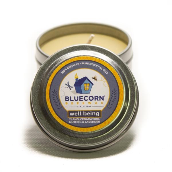 bluecorn beeswax tin candle