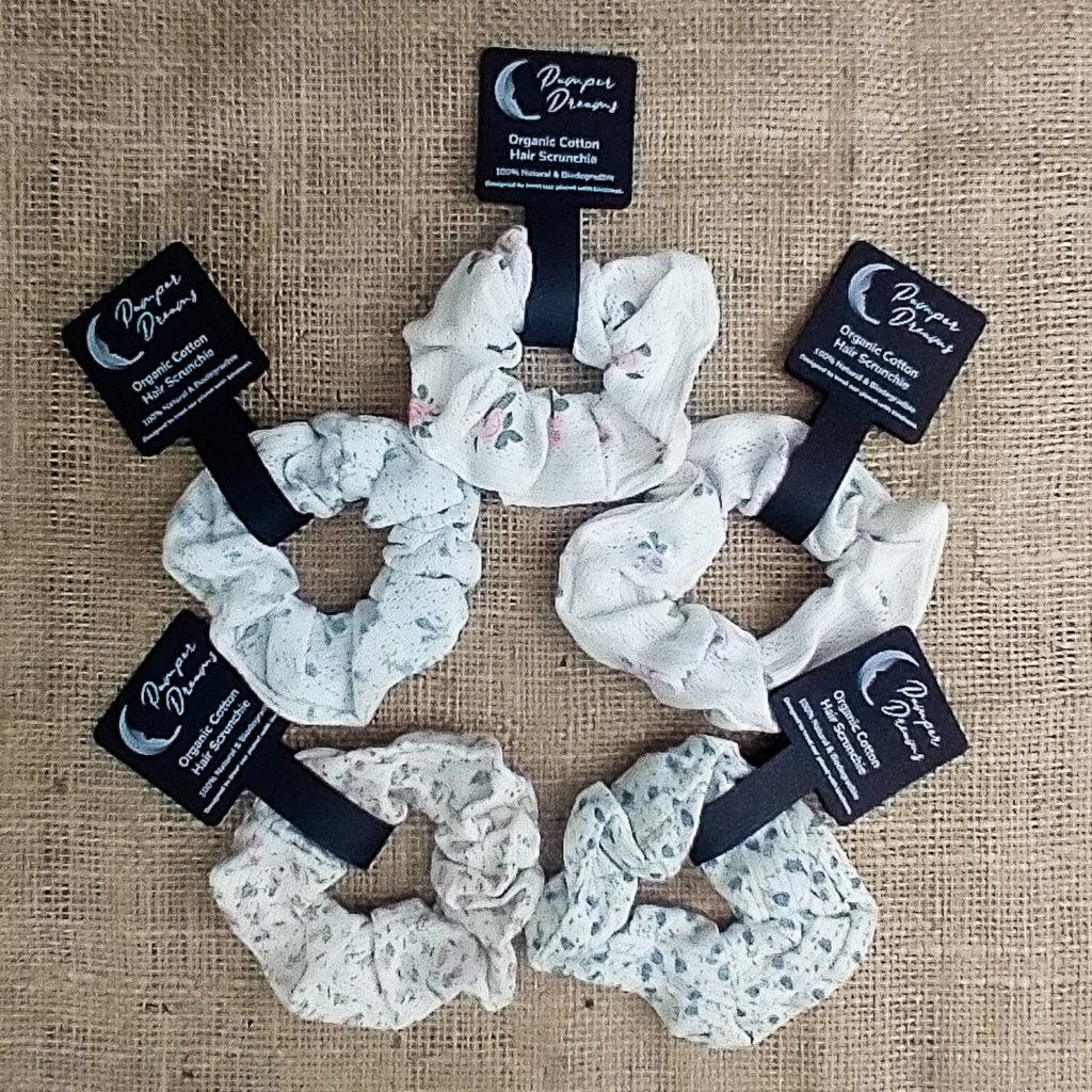 organic cotton scrunchies from pamper dreams
