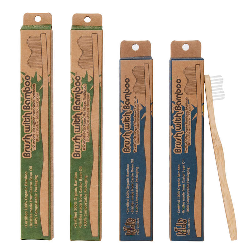 plastic free compostable toothbrushes from brush with bamboo on thefiltery.com