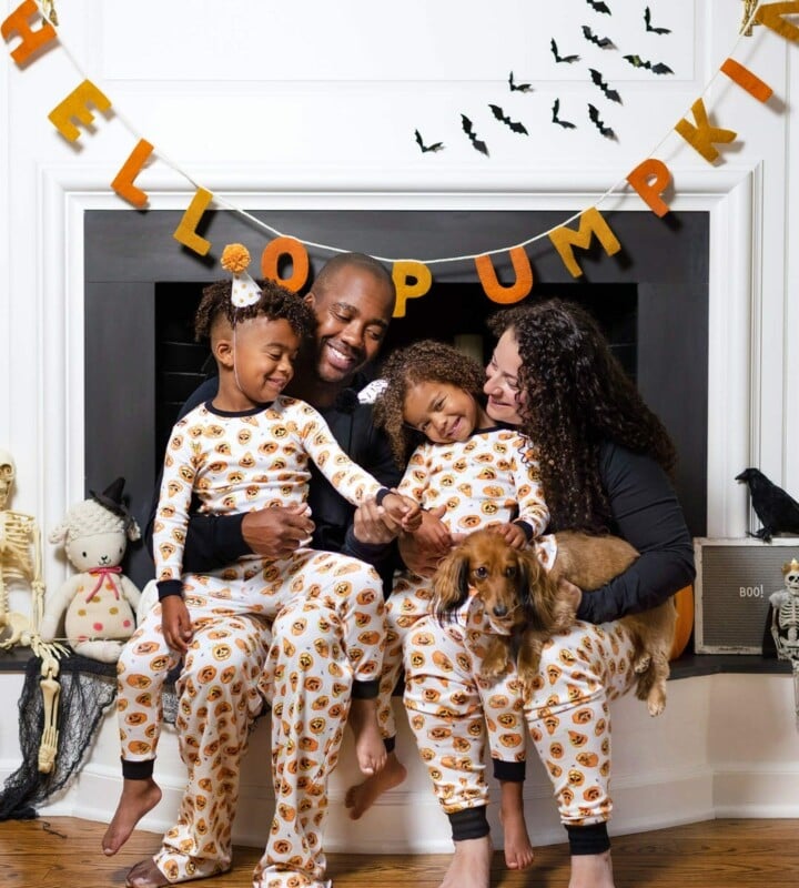 Personalized Family Halloween Pajamas Pants - Halloween Gift Idea For Nana/ Papa - Custom Up to 7 Kids - This Nana Loves Her Little Monsters